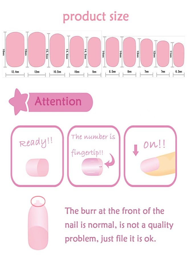 Laza 72pcs Children Nails Press On Pre-glue Full Cover Red Pink Heart Flower Short False Nail Kits for Kids Teenager Girls - French Love - Image 5